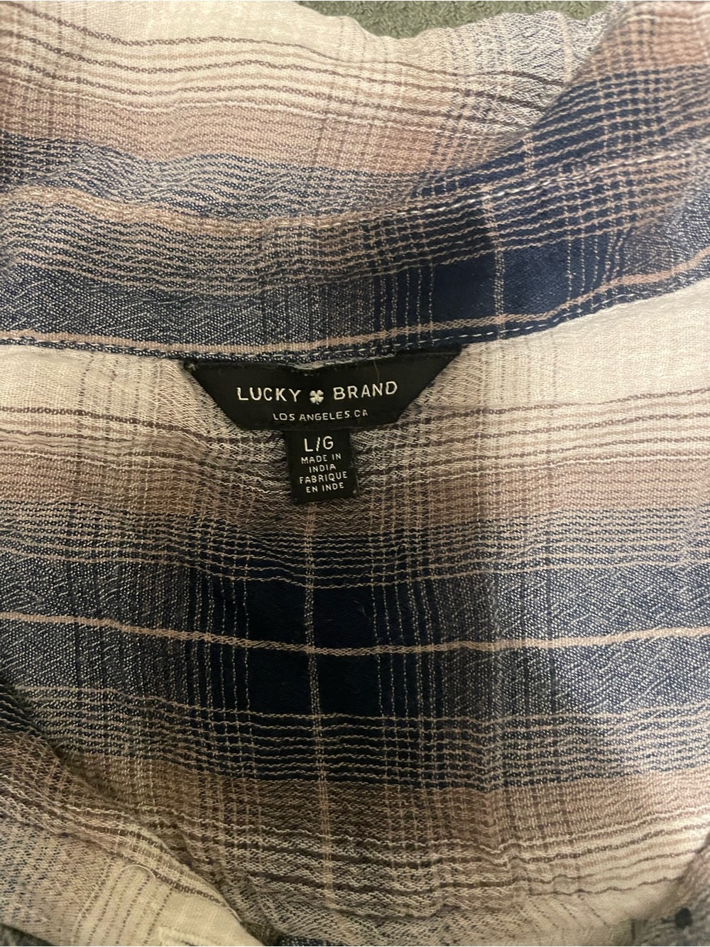 Lucky Brand Plaid Button-Down Shirt - Navy & Cream - Picture 3 of 4